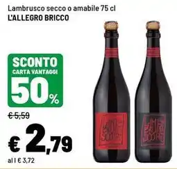 Iper La Grande Lambrusco secco o amabile L'Allegro Bricco offerta
