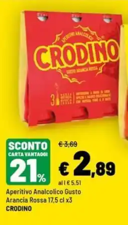 Iper La Grande Aperitivo Analcolico Gusto Arancia Rossa CRODINO offerta