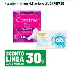 Iper La Grande Assorbenti interni o Salvaslip O.B. Carefree offerta