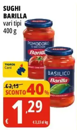 Tigros Sughi barilla offerta