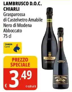Tigros Lambrusco d.o.c. chiarli offerta