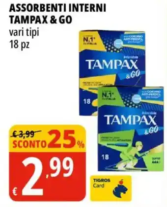 Tigros Assorbenti interni tampax & go offerta