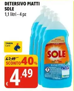Tigros Detersivo piatti sole offerta