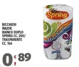 Vivo Supermercati Bicchieri major bianco duplo spring cc. 200/ trasparente cc.166 offerta