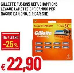 Galassia Gillette fusion5 uefa champions league lamette di ricambio per rasoio da uomo, 9 ricariche offerta