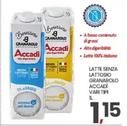 Eurospar LATTE SENZA LATTOSIO GRANAROLO ACCADÌ VARI TIPI offerta
