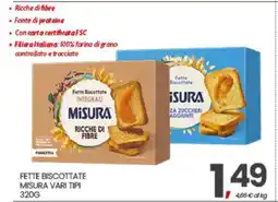 Eurospar FETTE BISCOTTATE MISURA VARI TIPI offerta