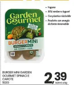 Eurospar BURGER MINI GARDEN GOURMET SPINACI E CAROTE offerta