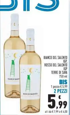 Conad BIANCO DEL SALENTO IGP, ROSSO DEL SALENTO IGP TERRE DI SAVA offerta