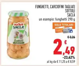 Conad Funghetti, Carciofini Tagliati Sottoli Saclà offerta