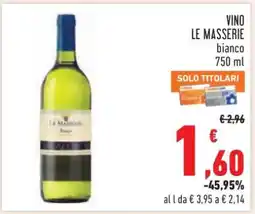 Conad VINO LE MASSERIE bianco 750 ml offerta