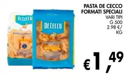 èccoMI Pasta de cecco formati speciali offerta