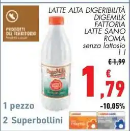 Conad LATTE ALTA DIGERIBILITÀ DIGEMILK FATTORIA LATTE SANO ROMA offerta