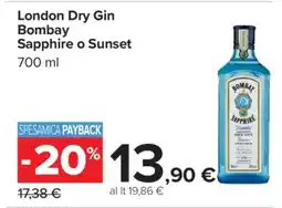 Carrefour London Dry Gin Bombay Sapphire o Sunset offerta