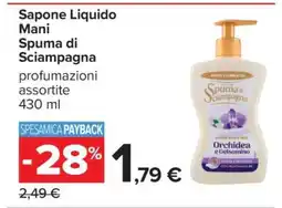 Carrefour Sapone Liquido Mani Spuma di Sciampagna offerta