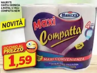 Maury's Maury's Carta Igienica 4 Rotoli 2 Veli Compatta New offerta