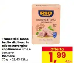Eurospar Trancetti di tonno in olio di oliva o in olio extravergine con limone o lime e zenzero Riomare offerta