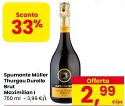 Eurospar Spumante Müller Thurgau Durello Brut Maximilian I offerta