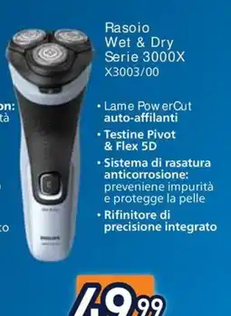 Unieuro Rasoio Wet & Dry Serie 3000X offerta
