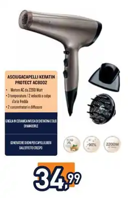 Unieuro ASCIUGACAPELLI KERATIN PROTECT AC8002 offerta