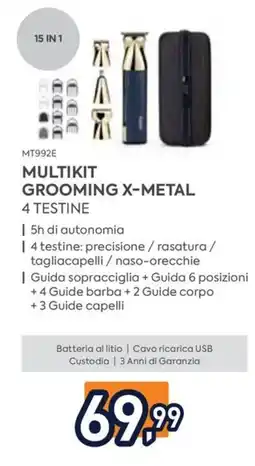 Unieuro MT992E MULTIKIT GROOMING X-METAL 4 TESTINE offerta