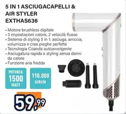 Unieuro 5 IN 1 ASCIUGACAPELLI & AIR STYLER EXTHAS636 offerta