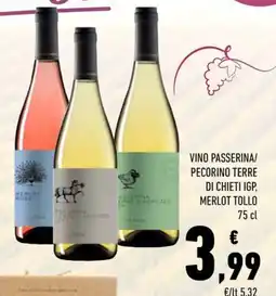 Conad Vino Passerina/ Pecorino Terre di Chieti IGP, Merlot Tollo offerta