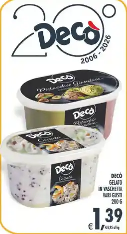 Deco Supermercati DECÒ GELATO IN VASCHETTA offerta