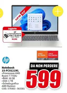 MediaWorld hp Notebook 15-FC0121NL offerta