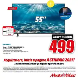 MediaWorld PHILIPS Smart TV 55" 55MLED920/12 offerta