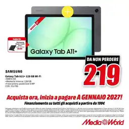 MediaWorld Samsung Galaxy Tab A11+ offerta