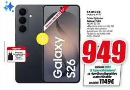 MediaWorld SAMSUNG Galaxy AI Smartphone Galaxy S26 offerta