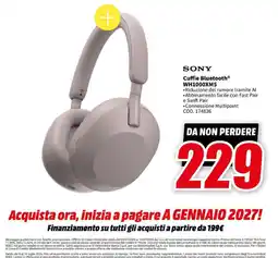 MediaWorld SONY Cuffie Bluetooth® WH1000XM5 offerta