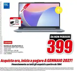 MediaWorld Lenovo Notebook IdeaPad Slim 3 offerta