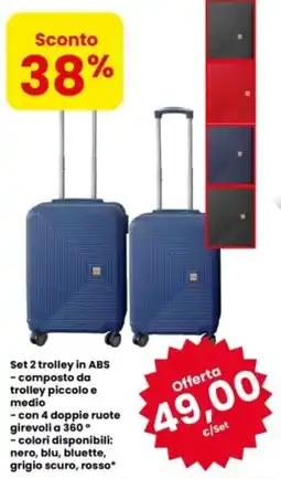 Eurospar Set 2 trolley in ABS offerta