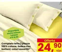 Eurospar Completo letto 2 piazze 100% cotone, federe con bottoni offerta