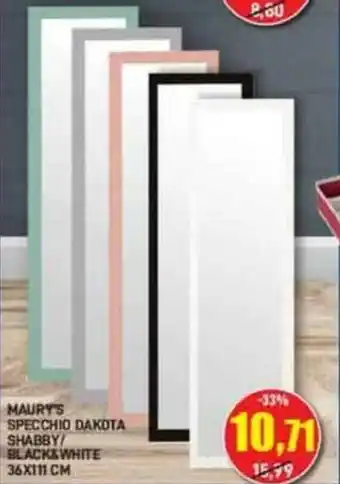 Maury's Maury's Specchio Dakota Shabby/Black & White 36x111 cm offerta
