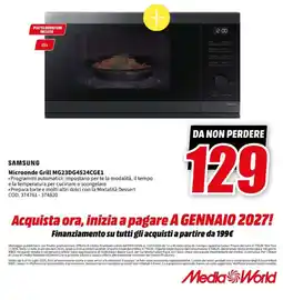 MediaWorld Microonde Grill Samsung offerta