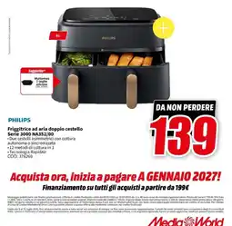MediaWorld Friggitrice ad aria doppio cestello Philips offerta