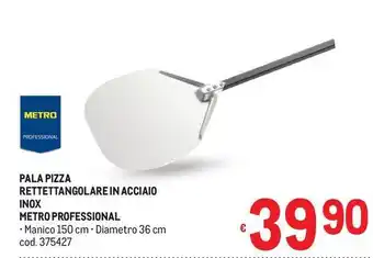 Pala pizza rettettangolare in acciaio inox metro professional