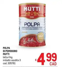 Metro Polpa di pomodoro mutti offerta