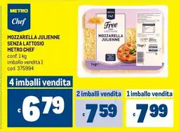 Metro Mozzarella julienne senza lattosio metro chef offerta