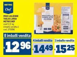 Metro Mozz julienne taglio largo metro chef offerta