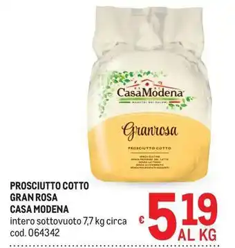 Prosciutto cotto gran rosa casa modena