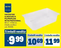 Metro Contenitore alimentare in polipropilene metro professional offerta