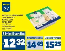 Metro Mozzarella fiordilatte julienne stile napoletano metro chef offerta