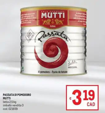Metro Passata di pomodoro mutti offerta