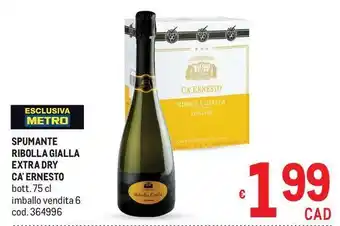 Metro Spumante ribolla gialla extra dry Ca'Ernesto offerta