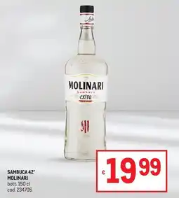 Metro Sambuca 42° Molinari offerta