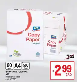 Metro Risma carta fotocopie Aro offerta